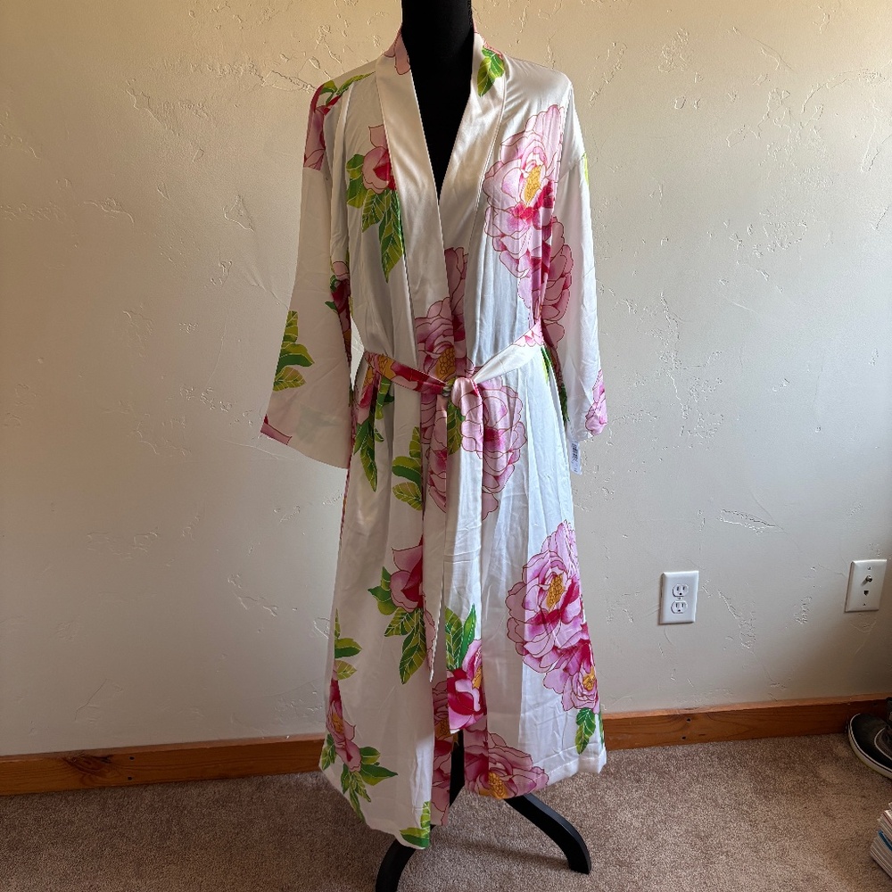 Natori Sonomi Fashion Floral Wrap Belted Robe Lightweight Size S